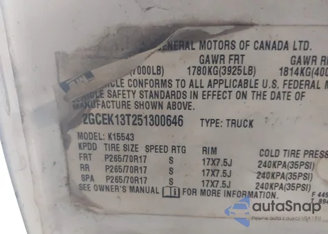 2005 Chevrolet Silverado 1500 Z71 from USA, damaged, VIN 2GCEK13T251300646